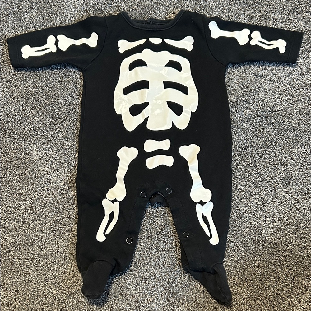 Skeleton Print Black Kids One Piece